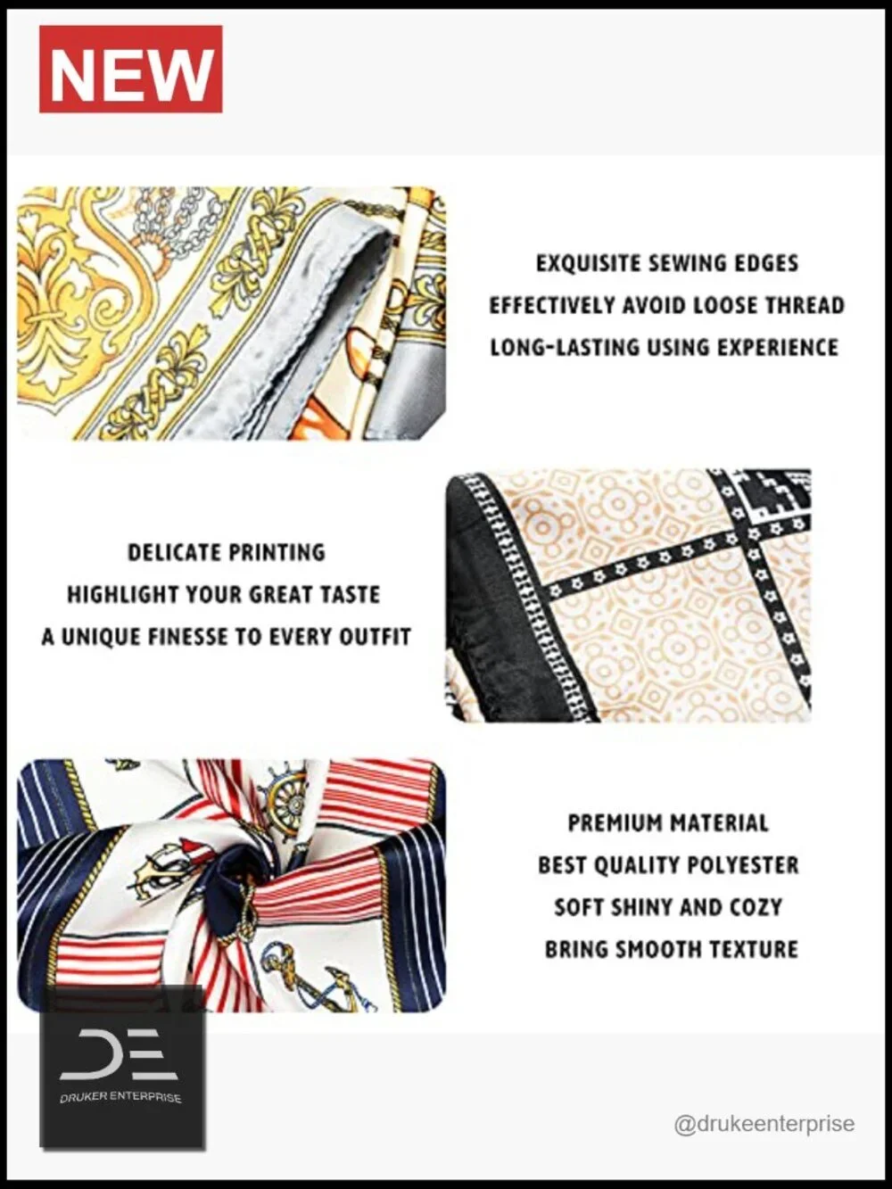 10 Pcs Square Satin Scarves, Fashion Neck Head Hair Scarves Set